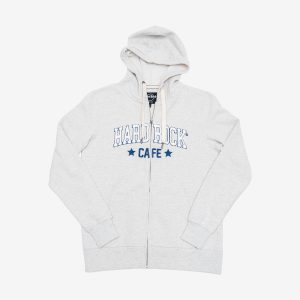 Chenille Logo Zip Hoodie In Oatmeal Heather