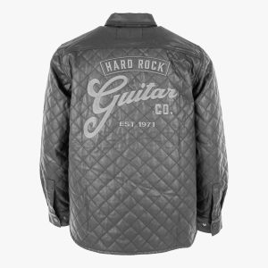 Guitar Company Adult Fit Quilted Button Down Shirt Jacket in Black