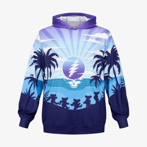 Grateful Dead Rising Sun UPF50 Hoodie in Tie-Dye Purple