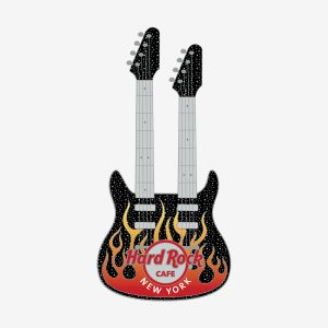 Limited Edition Flaming Double Neck Guitar Core Pin